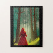 Roodrijdkap in het kat van het bos legpuzzel (Verticaal)