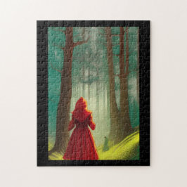 Roodrijdkap in het kat van het bos legpuzzel