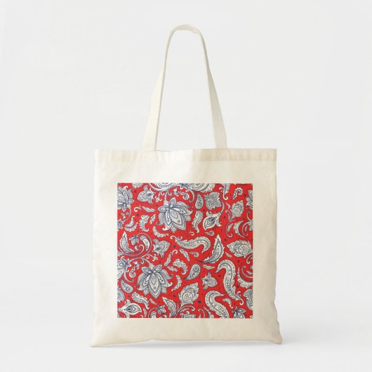Roodrode bloementspatronen tote bag (Voorkant)