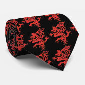 Roodrode draak en zwart stropdas (Opgerold)