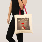 Roodrode, grijze en natuurlijke kersttas tote bag (Voorkant (product))