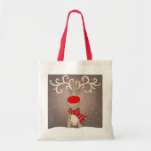 Roodrode, grijze en natuurlijke kersttas tote bag (Voorkant)