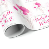 Roodrode, grijze sierbloem voor bruiloft cadeaupapier (Rol Hoek)