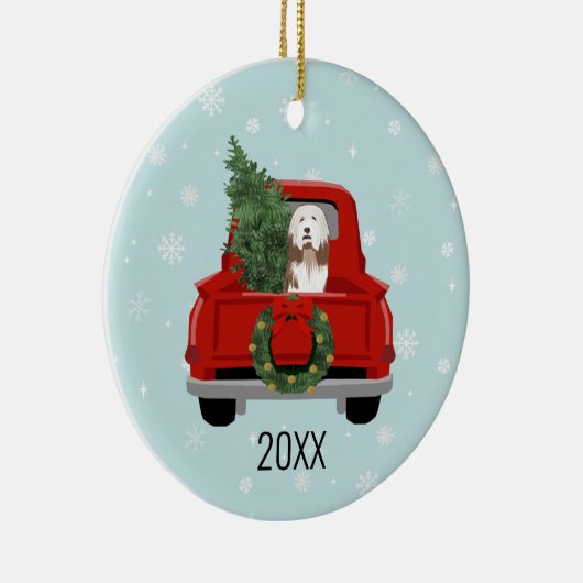 Roodrode hond van Collie Keramisch Ornament (Rechts)