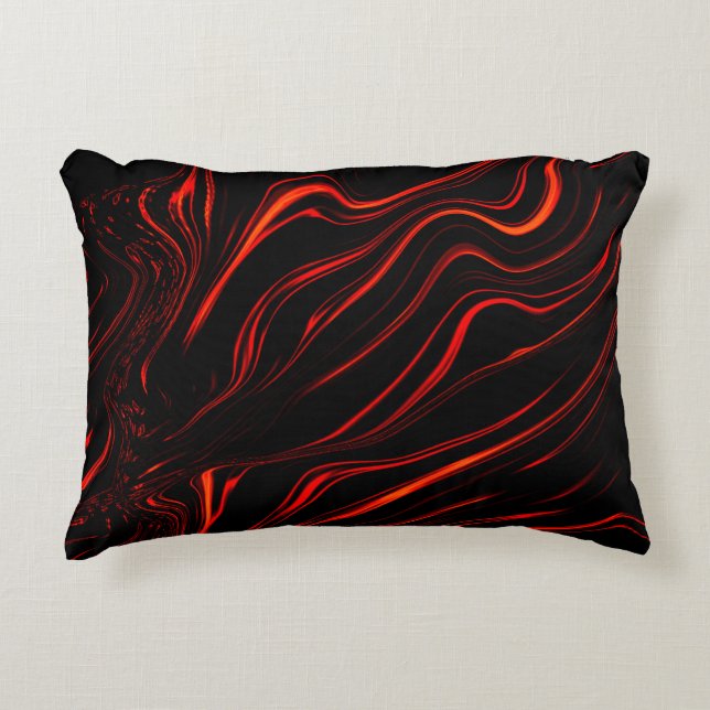 Roodrode lange sporen boven zwarte achtergrond accent kussen (Voorkant)