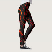 Roodrode lange sporen boven zwarte achtergrond leggings (Rechts)