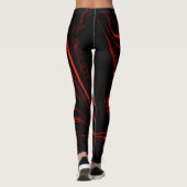 Roodrode lange sporen boven zwarte achtergrond leggings (Achterkant)