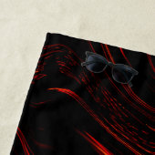 Roodrode lange sporen boven zwarte achtergrond strandlaken (In situ)