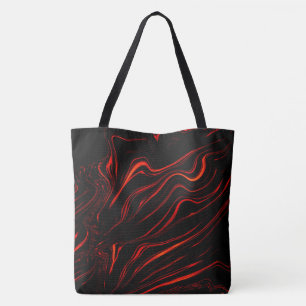 Roodrode lange sporen boven zwarte achtergrond tote bag