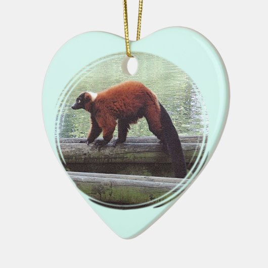 Roodrode luier rode nek keramisch ornament (Links)