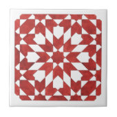 Roodrode mozaïektegel van Marokko ZELLIGE Tegeltje (Voorkant)