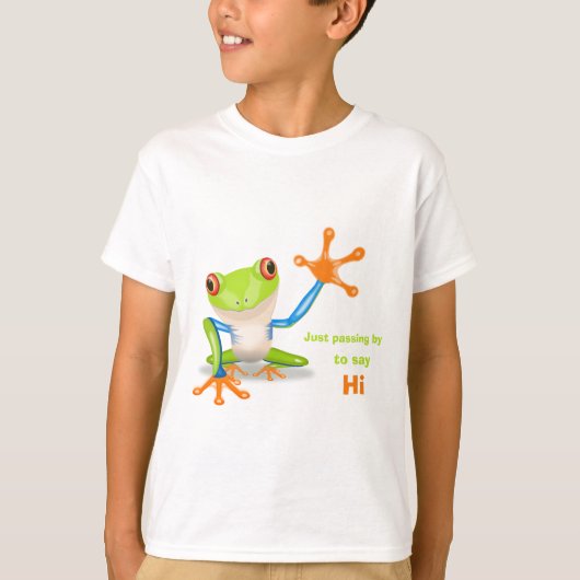 Roodrode oogboomkikkerillustratie grappige kindere t-shirt (Voorkant)