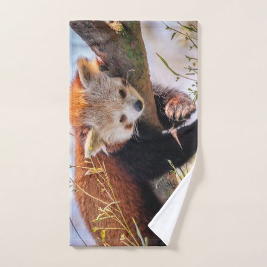 Roodrode panda bad handdoek (Handdoek)