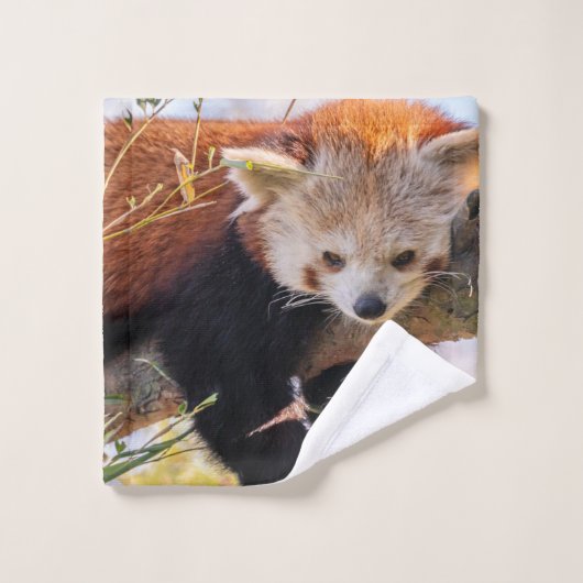 Roodrode panda bad handdoek (Wasdoekje)