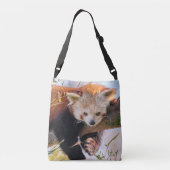 Roodrode panda crossbody tas (Achterkant)