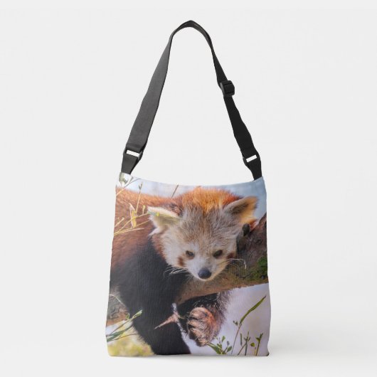Roodrode panda crossbody tas (Voorkant)