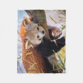 Roodrode panda fleece deken (Voorkant)