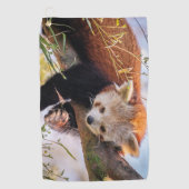 Roodrode panda golfhanddoek (Voorkant)