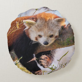 Roodrode panda rond kussen