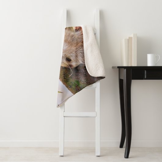 Roodrode panda sherpa deken (In situ)