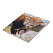 Roodrode panda tegeltje (Zijkant)