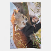 Roodrode panda theedoek (Verticaal)