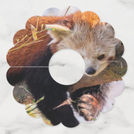 Roodrode panda wijnglaslabel