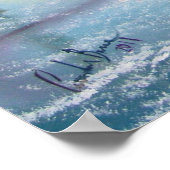 Roodrode paraplu's romantisch koppel wandelen poster (Hoek)