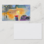 Roodrode paraplu's romantisch koppel wandelen visitekaartje (Voorkant / Achterkant)