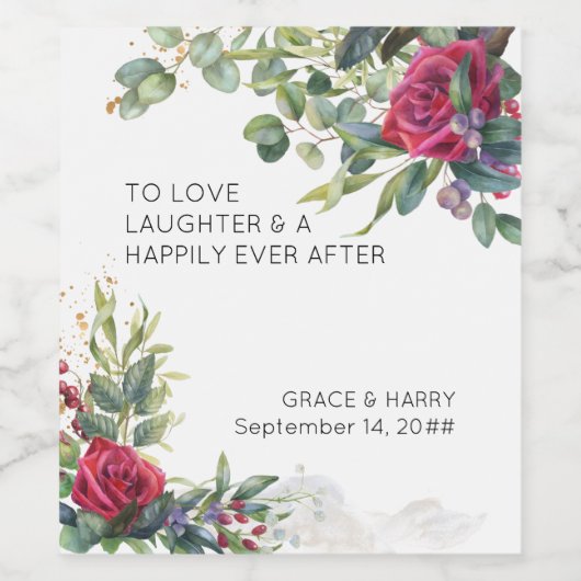 Roodrode roze en olietangoest wijn etiket (Enkel label)