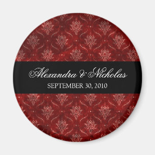 Roodrode Velvet Wedding Favor Magnet (rond)