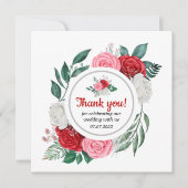 Roodrode Waterverf bruiloft Bedankkaart (Voorkant)