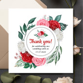 Roodrode Waterverf bruiloft Bedankkaart