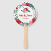 Roodrode Waterverf bruiloft Handwaaier (Voorkant)