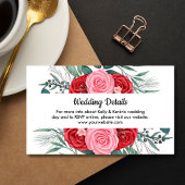 Roodrode Waterverf bruiloft Informatiekaartje