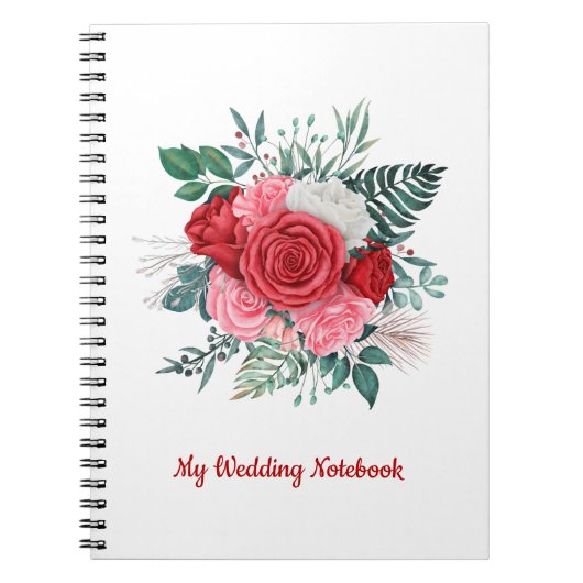 Roodrode Waterverf bruiloft Notitieboek (Voorkant)