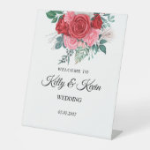 Roodrode Waterverf bruiloft Reclamebord Met Voetstuk (Voorkant)