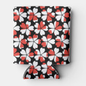 Roodrode witte bloemen patronen blikjeskoeler (Voorkant)