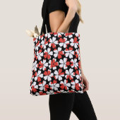 Roodrode witte bloemen patronen tote bag (Dichtbij)