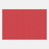 Roodrode witte harten in assortiment patronen inpakpapier vel (Voorkant)