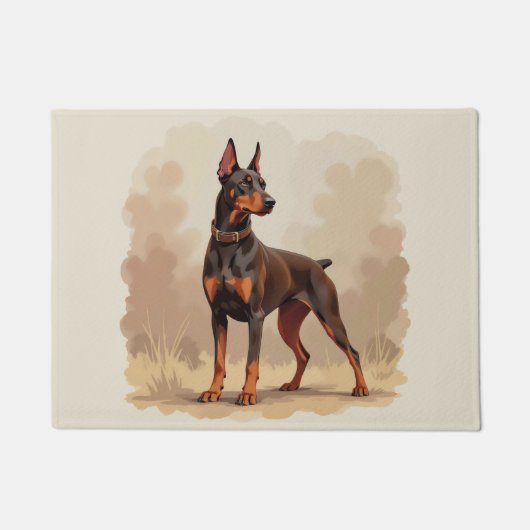 Roodroestbruine Dobermann Pinscher Hond Deurmat (Voorkant)