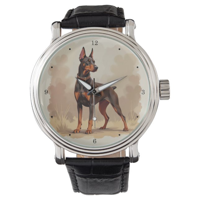 Roodroestbruine Dobermann Pinscher Hond Horloge (Voorkant)