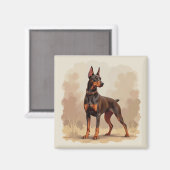 Roodroestbruine Dobermann Pinscher Hond Magneet (Voorkant / Achterkant)