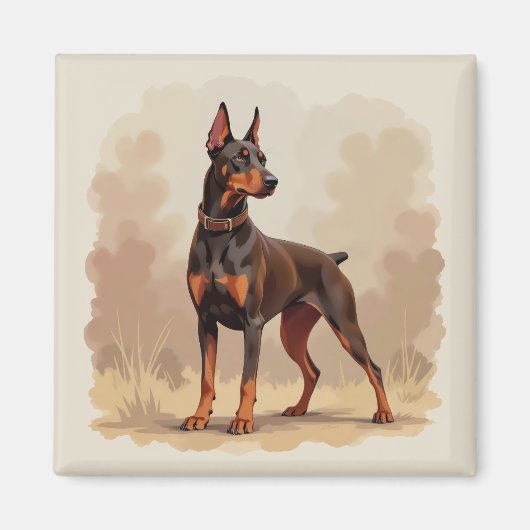 Roodroestbruine Dobermann Pinscher Hond Magneet (Voorkant)