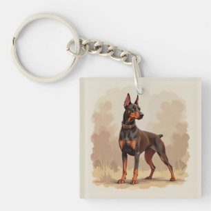 Roodroestbruine Dobermann Pinscher Hond Sleutelhanger