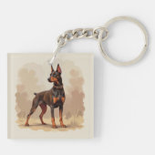 Roodroestbruine Dobermann Pinscher Hond Sleutelhanger (Achterkant)