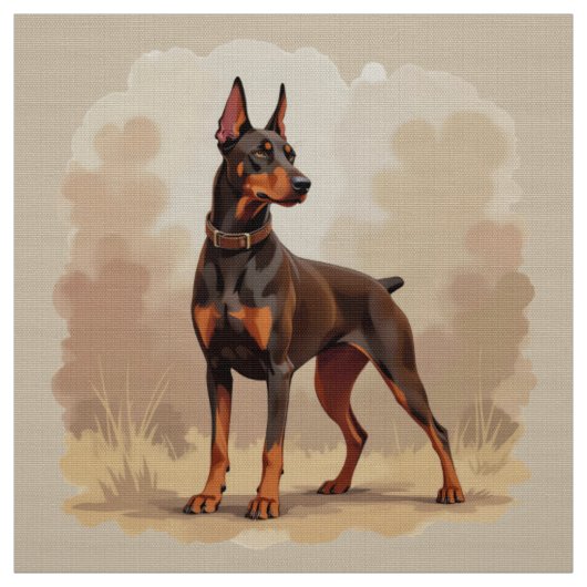 Roodroestbruine Dobermann Pinscher-hond Stof (Swatch)