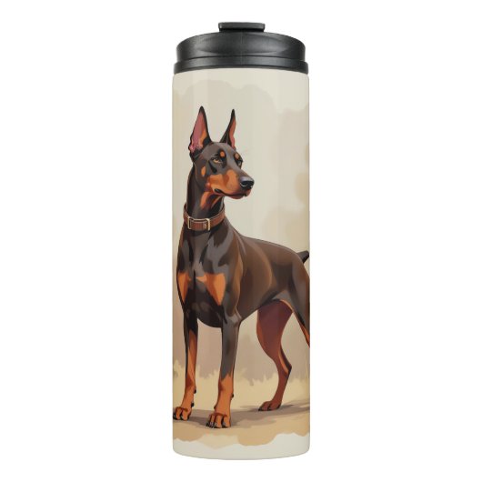 Roodroestbruine Dobermann Pinscher Hond Thermosbeker (Voorkant)
