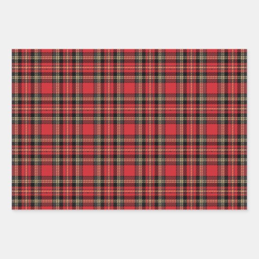  roodrood tartaanpleisterpatroon inpakpapier vel (Voorkant)