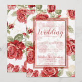 Roodroos, grillen, klassieke uitnodiging voor brui (Voorkant / Achterkant)